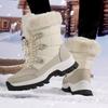 Cotton shoes winter outdoor velvet thickened wear-resistant non-slip thick-soled medium tube warm snow boots warm