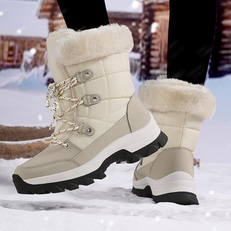 Cotton shoes winter outdoor velvet thickened wear-resistant non-slip thick-soled medium tube warm snow boots warm