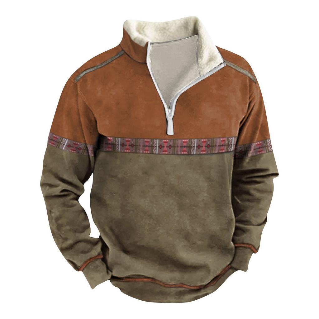 Langermet topper herre glidelås kontrast vinter genser Outdoor Casual genser