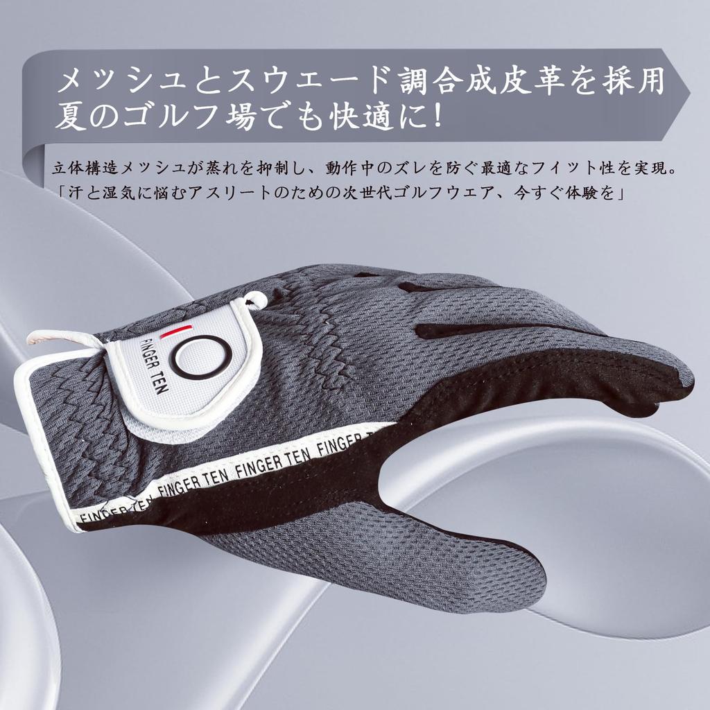 Golf Synthetic Mesh Velcro Golf Men's Gloves, 3-Pack, Suede-like Leather, Tear-Resistant, Material, Breathable, Quick-Drying, Abrasion-Resistant,