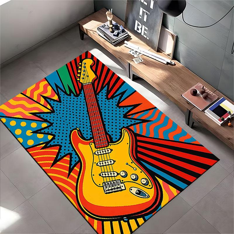 Colorful Pop Art Guitar Carpet suitable as a non-slip mat for the living room or bedroom sofa