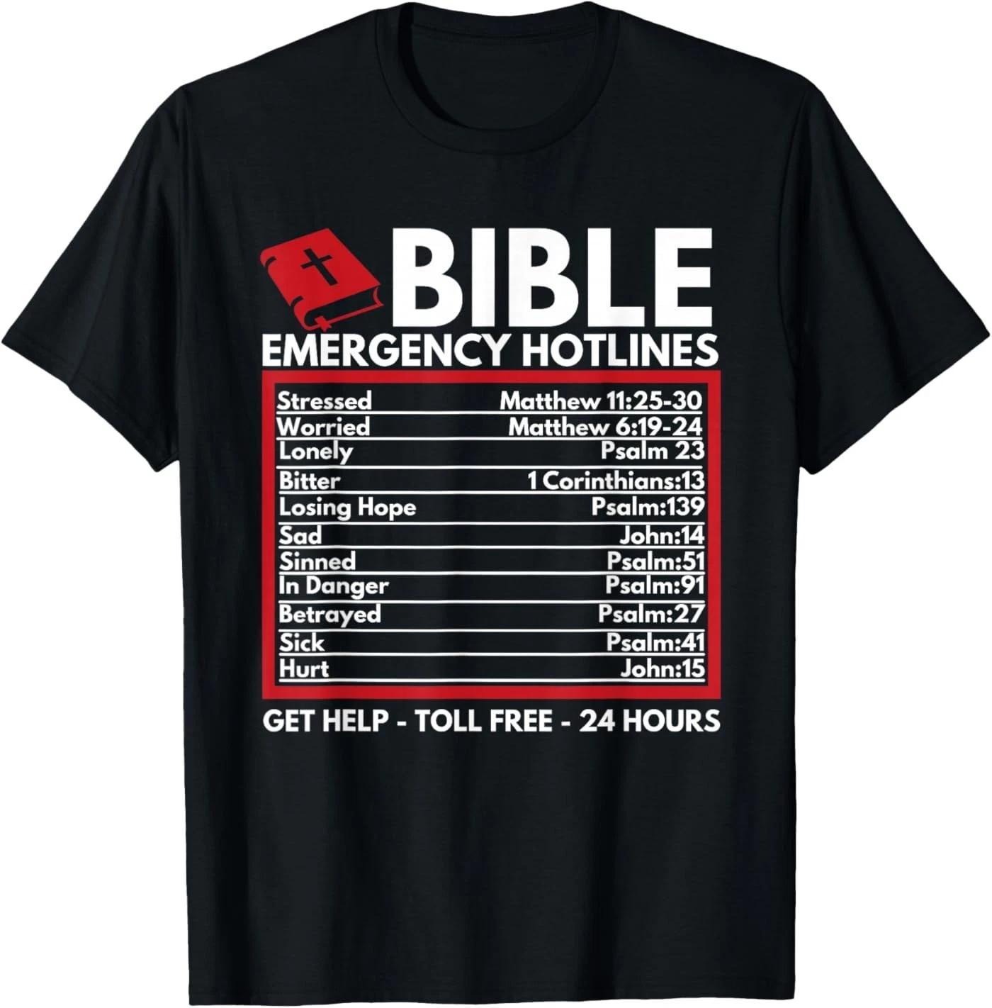 Bible Emergency Numbers - Funny Christian Bible & Jesus T-Shirt 120