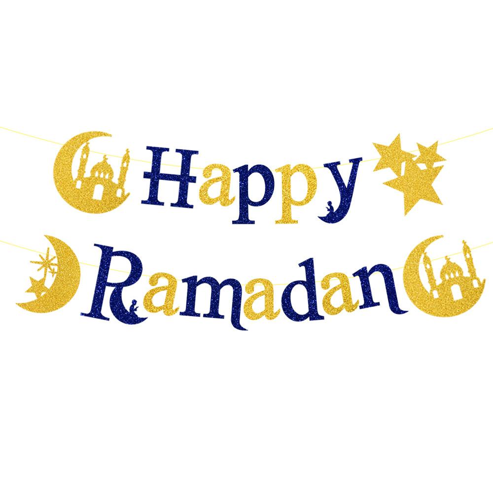 EID Mubarak Paper Banner Garland for Islamic Muslim Party Home Decoration 2025 Ramadan Kareem Hanging Ornaments Bunting Gift