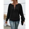 Women's Casual Solid Color Long Sleeve Zip Pullover Top (Autumn/Winter 2025)