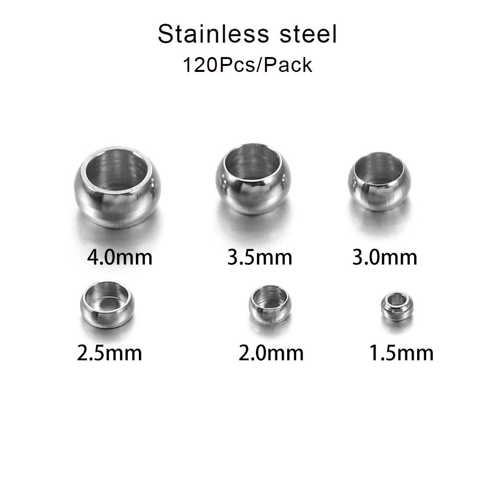 

100/120 шт., круглые бусины-разделители из нержавеющей стали с большим отверстием, свободные бусины для самостоятельного изготовления ювелирных изделий, поиск принадлежностей, аксессуары, браслет 3.0mm