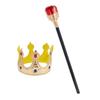 Kids Fancy Dress Royal Crown Set Plastic King Queen Scepter for Storybook Parade Cosplay
