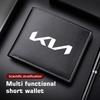 SBHX3 Leather Car Short Men Wallet Purse With Card Holder License Accessories For KIA K5 K2 Optima Soul Spectra Niro Cadenza Sephia
