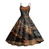 Women's Casual Halloween Print Round Neck Sleeveless Dress for Holiday Party
