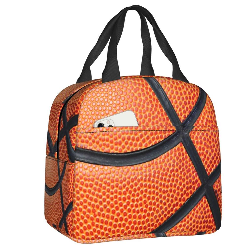 Custom Basketball Sports Pattern Insulated Lunch Bags for Women Portable Thermal Cooler Food Lunch Box Kids School Children