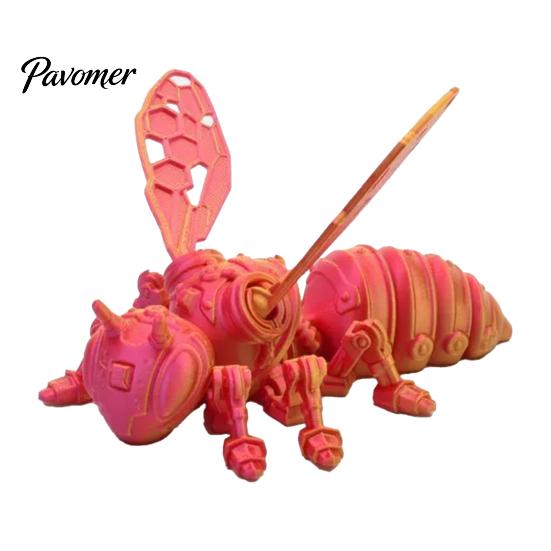 Lifelike Insect Model 3D Printed Bee Refrigerator Magnet, Realistic Flexible Joint Figurine, Articulated Jointed Toy Magnetic Decor for Kitchen Fridge