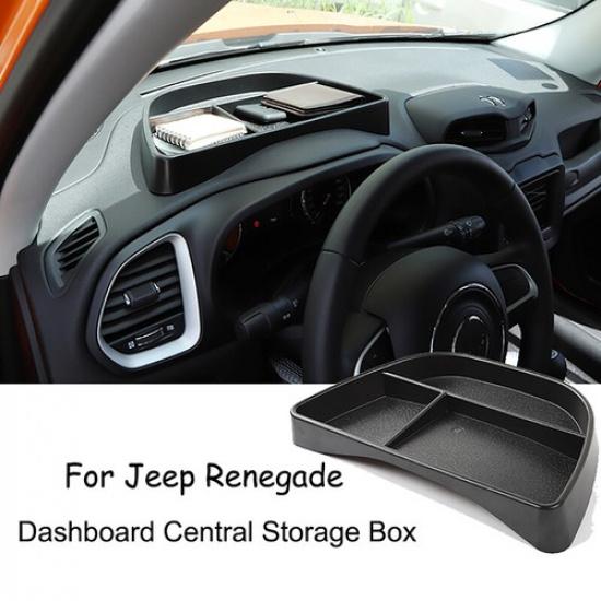 Car Front Dashboard Storage Box Organizer Tray for Jeep Renegade 2015+ Black ABS
