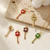 1 Piece Brass Charms 18K Gold Plated Enamel Key Heart Pendant For DIY Necklace Jewelry Making Finding
