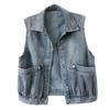 WTEMPO Denim Vintage Sleeveless Loose Single Breasted Women's Vest Jacket Coats Korean Fashion Short Coat for Women Spring
