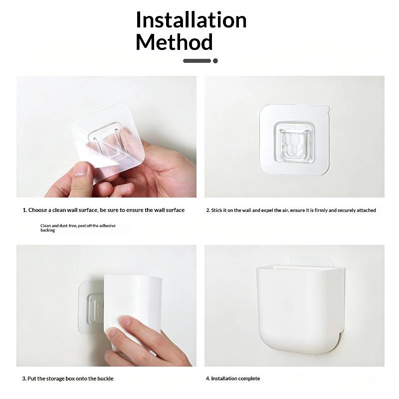 Self-Adhesive Plastic Wall Storage Rack No Drill Organizer for Mobile Phone Remote Controls Workplace Office Use