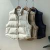 2025 Spring, Autumn and Winter Down Cotton Short Retro Stand-up Collar Vest Student Loose Sleeveless Vest Bread Edge Vest Women