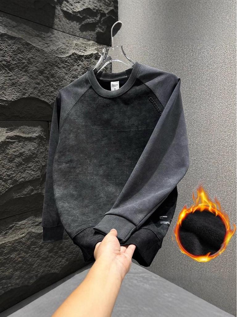 2025 Men's Korean Style Fleece Hoodie: Trendy Autumn/Winter Long Sleeve Pullover