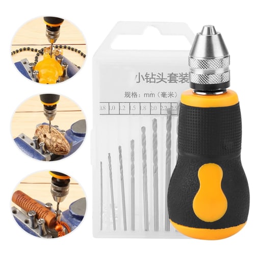 Hand Drill, Pin Vise, Twist Drill, Drill Set, Hand-Operated Drill for Holes, Craft Tool for Precision Woodworking, Includes 10 0.8-3.0mm Drills