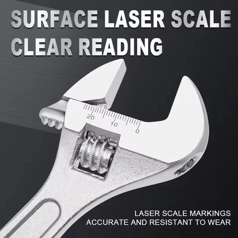 Adjustable Wrench, Large Opening, Long Handle, Universal Spanner, Hand Repair Tools for Mechanical Workshop, CR-V Steel, Multi-P