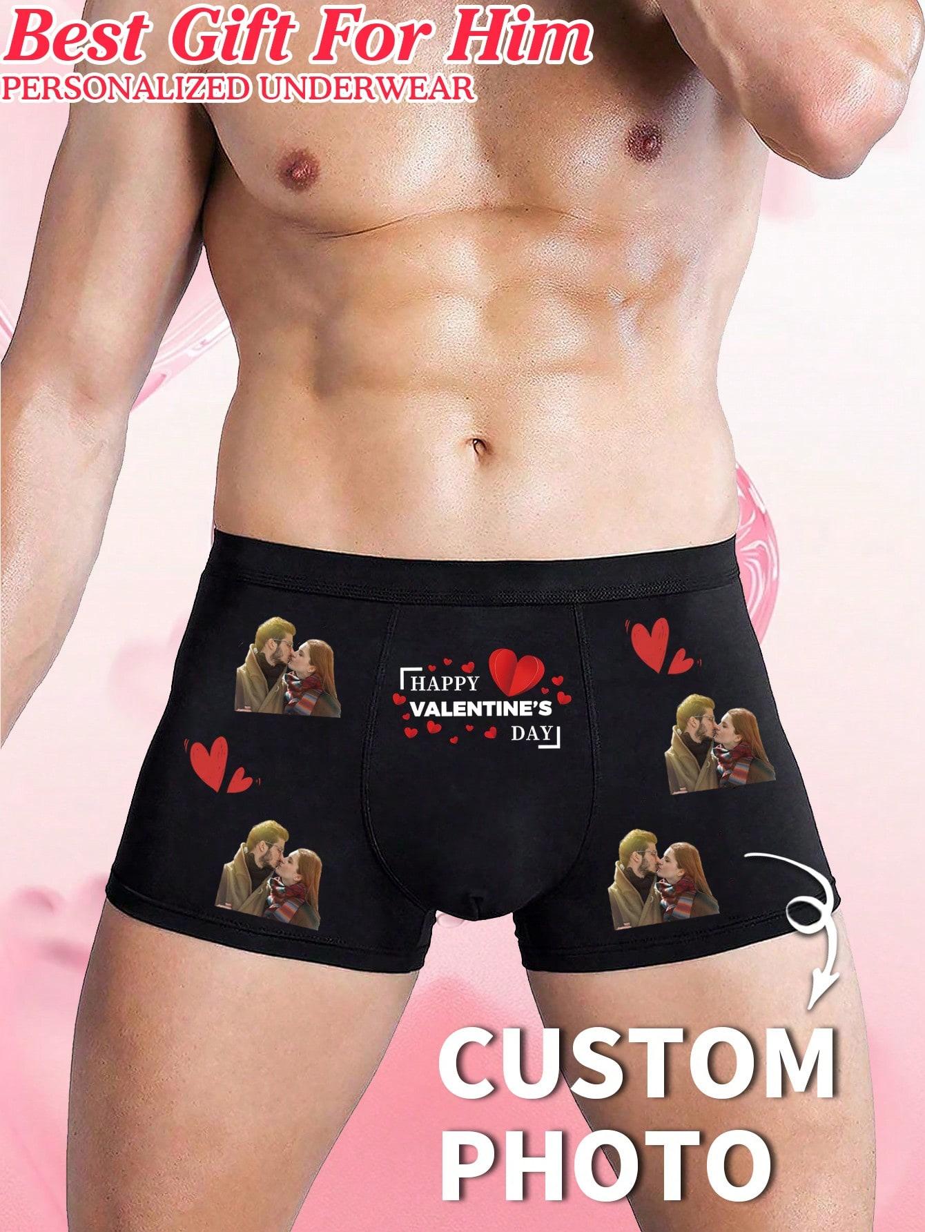 

Индивидуальное мужское нижнее белье-боксеры с принтом в виде сердца, эластичное и мягкое, удобное, повседневное персонализированное нижнее белье, идеальный подарок для парня/мужа XL чёрный