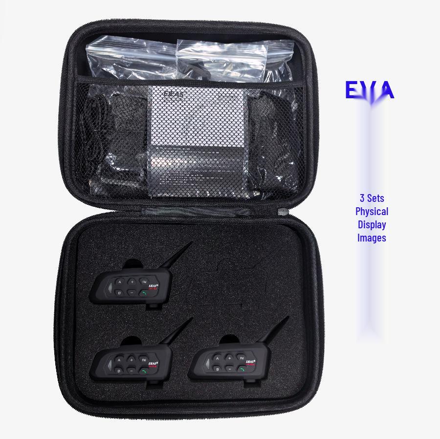 Xinowy V4c PRO Football Referee 4-Person Walkie-Talkie Set: In-Ear Left Ear, 3 Units + Bag