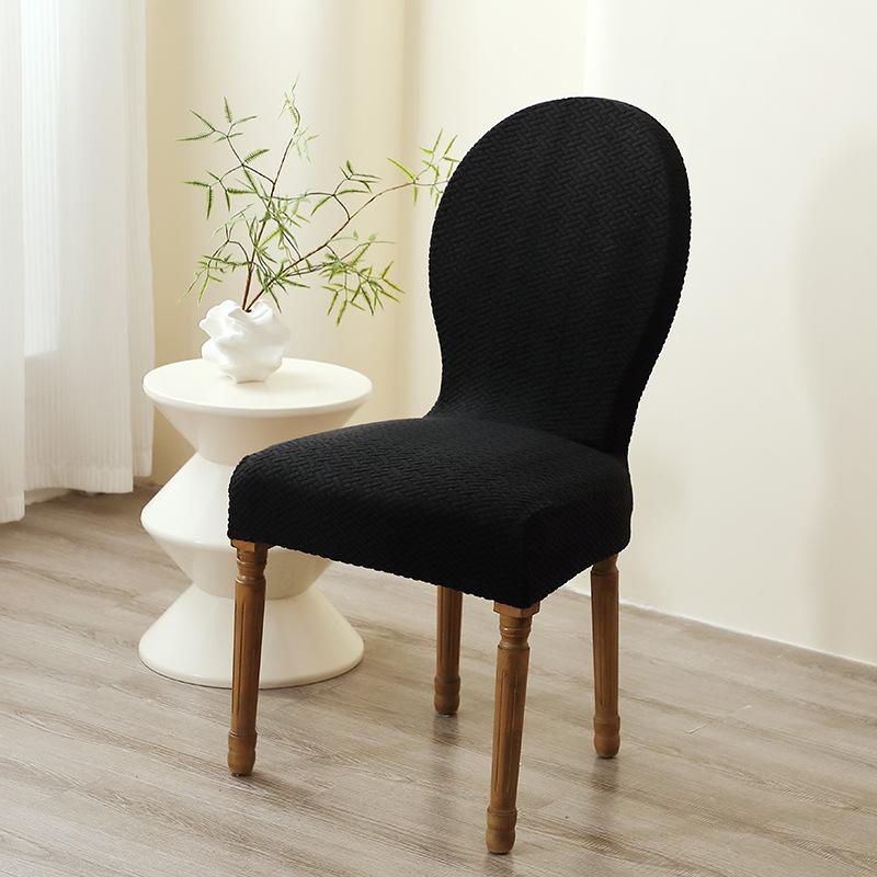 2pcs Oval Dining Table Chair Cover Stretch Backrest Round Back Dining Chair Cover Jacquard Chair Case Seat Cover for Home Hotel