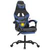 Gaming Chair with Footrest Swivel Black & Blue Synthetic Leather