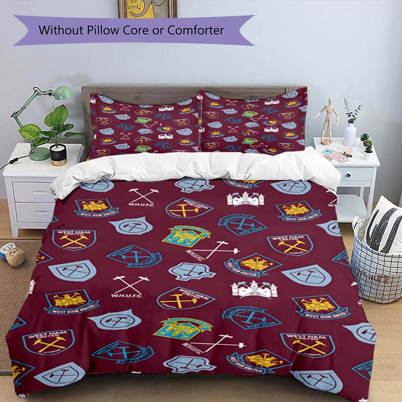 West Ham United Pattern Printed Pattern Duvet Cover Set – includes 1 duvet cover and 2 matching pillowcases Bedroom decor Christmas gifts