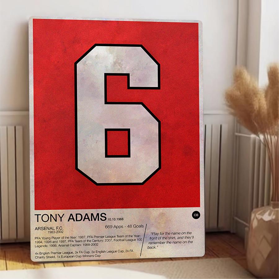 Arsenal Legend Tony Adams Number 6 Iron Painting 669 Apps 48 Goals Football Souvenir Decor Art