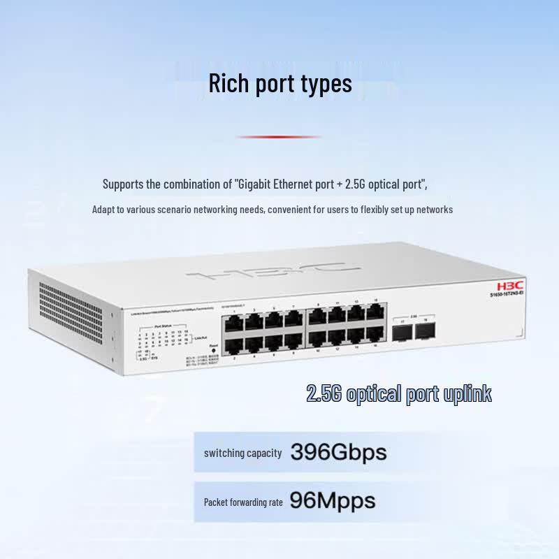 H3C S1650-16T2NS-EI 16-Port Gigabit Cloud Managed Network Switch