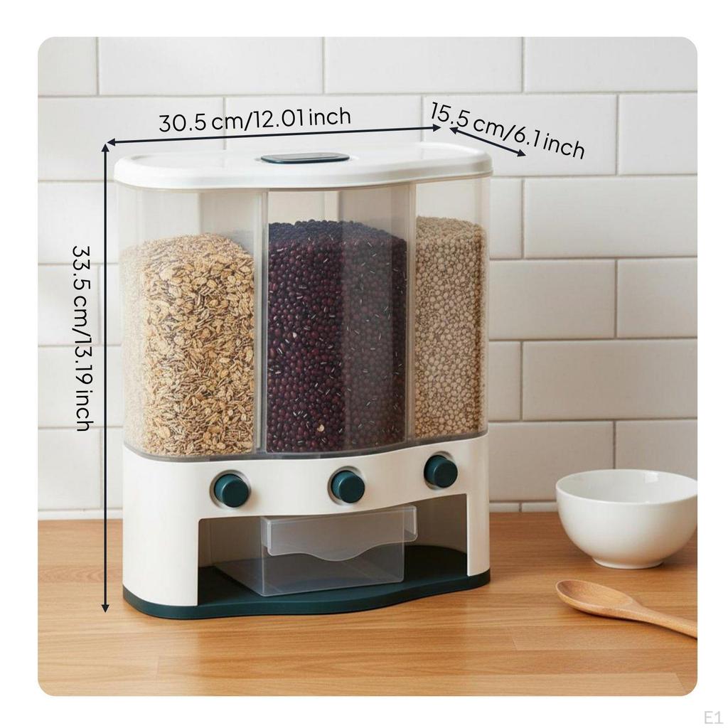 MultiCompartment Grain Dispenser WaterResistantResistant Partitioned Rice Storage Box Sealed Wall