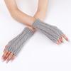 Comfortable Winter Arm Sleeves Fingerless Gloves Soft Acrylic Fibre Cable Knit Gloves For Outdoor Daily Use And Sport