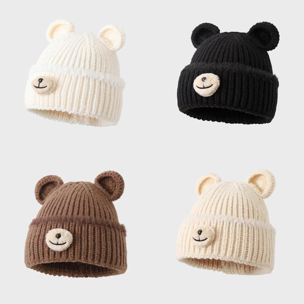 Cute Bear Hat For Women Winter Warmth Knit Windproof Cap For Casual Wear