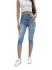 Women's Light-Colored Elastic Capri Ripped Jeans - Popular in Southeast Asia