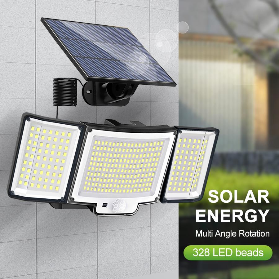 Super Bright 328/348 LED Solar Wall Lights Outdoor IP65 Waterproof 3 Modes Solar Flood Light with Remote Control for Garden Yard