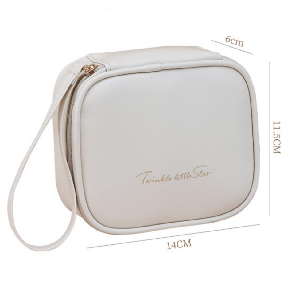 Portable Storage Bag  Travel Makeup Organizer Woman Lipstick Bag Handheld Pu Leather Cosmetic Bag For Gift For Makeup