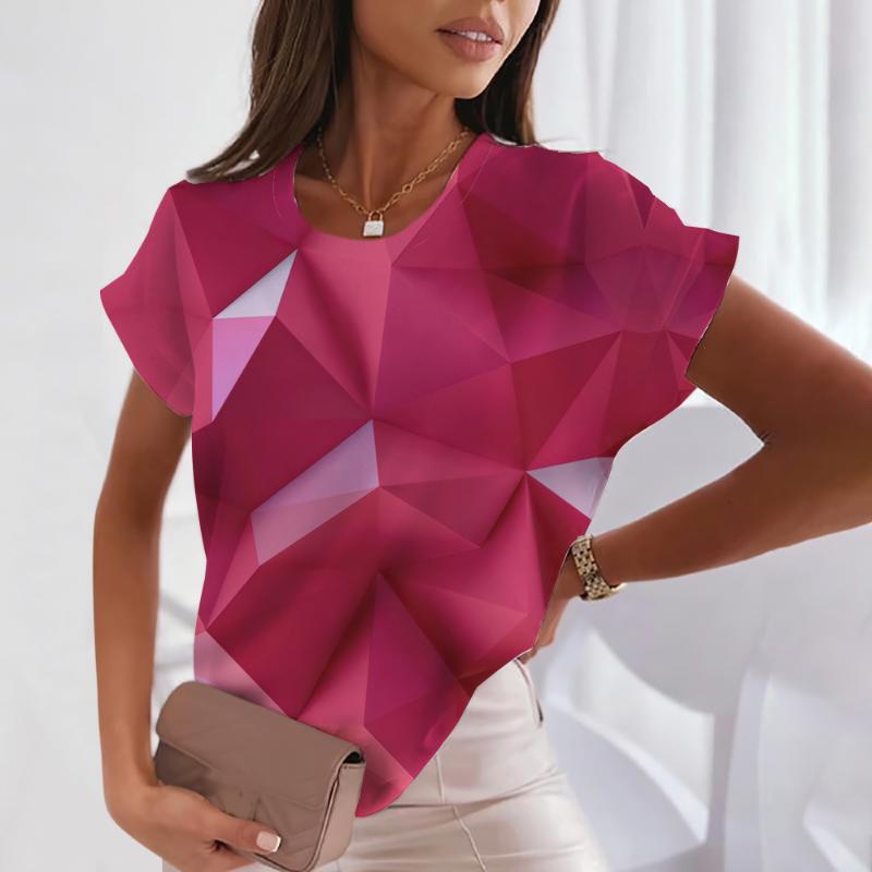 

Женская футболка с полосатым принтом, топы, 3D-футболка, летняя короткая одежда Y2k, повседневная модная рубашка для девочек в стиле Харадзюку с круглым вырезом, уличный пуловер 5XL