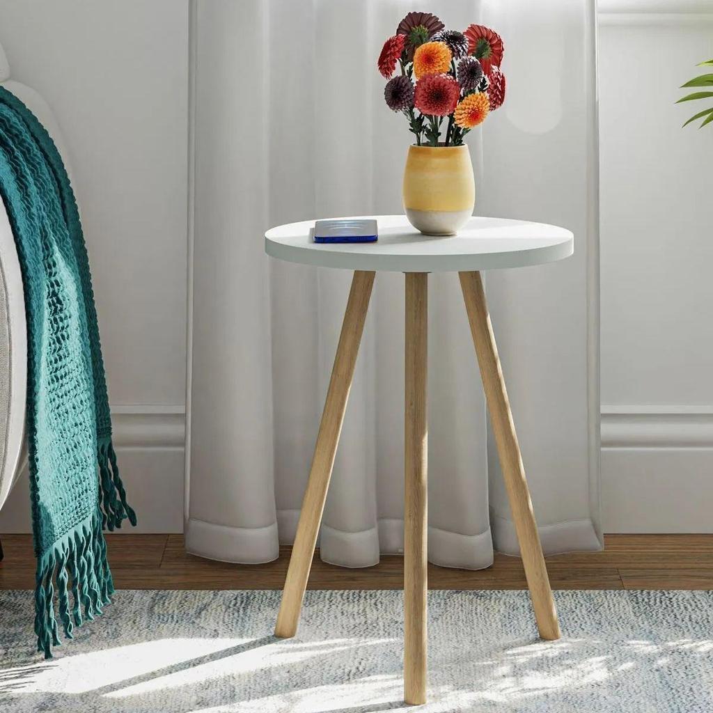 Round Side Table Wooden Legs Single Nesting Coffee Table Home Living Room Decoration and Furniture