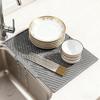 Silicone Wave Drying Mat Non Slip Dish Drainer Pad Heat Resistant Foldable Kitchen Table Placemat for Countertop Insulation