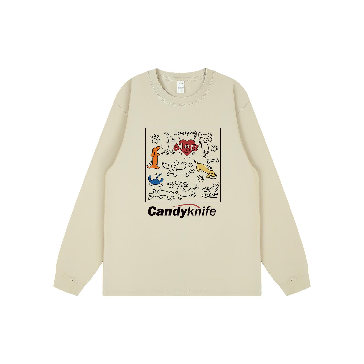 

Hand-Painted Cute Puppy Print Long-Sleeve Couple and Bestie T-Shirt 3XL