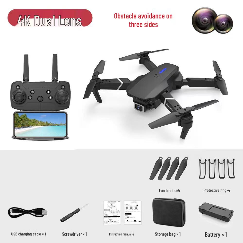 E88PRO 4K Drone with Dual Cameras, Obstacle Avoidance, Fixed Height & Folding Remote Control