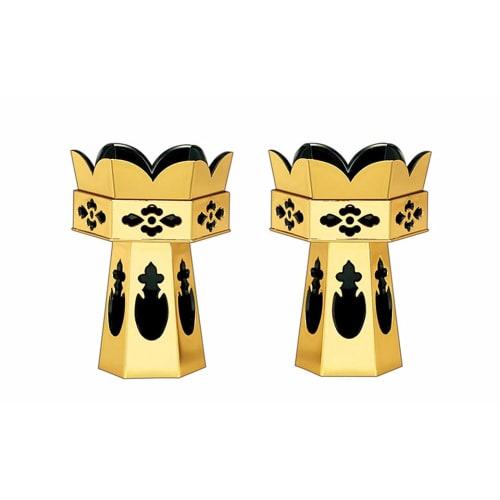 Flower Arrangement [PC Hexagonal Flower Arrangement with Gold Leaf, 2.5 inches] for Jodo Shinshu, Honganji Sect, Hexagonal Offering Box (Kuge), Flower