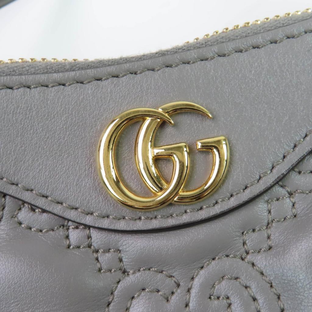 GUCCI Shoulder Bag GG Matelasse Leather 2-Way Handbag gray leather Women 735049 Used