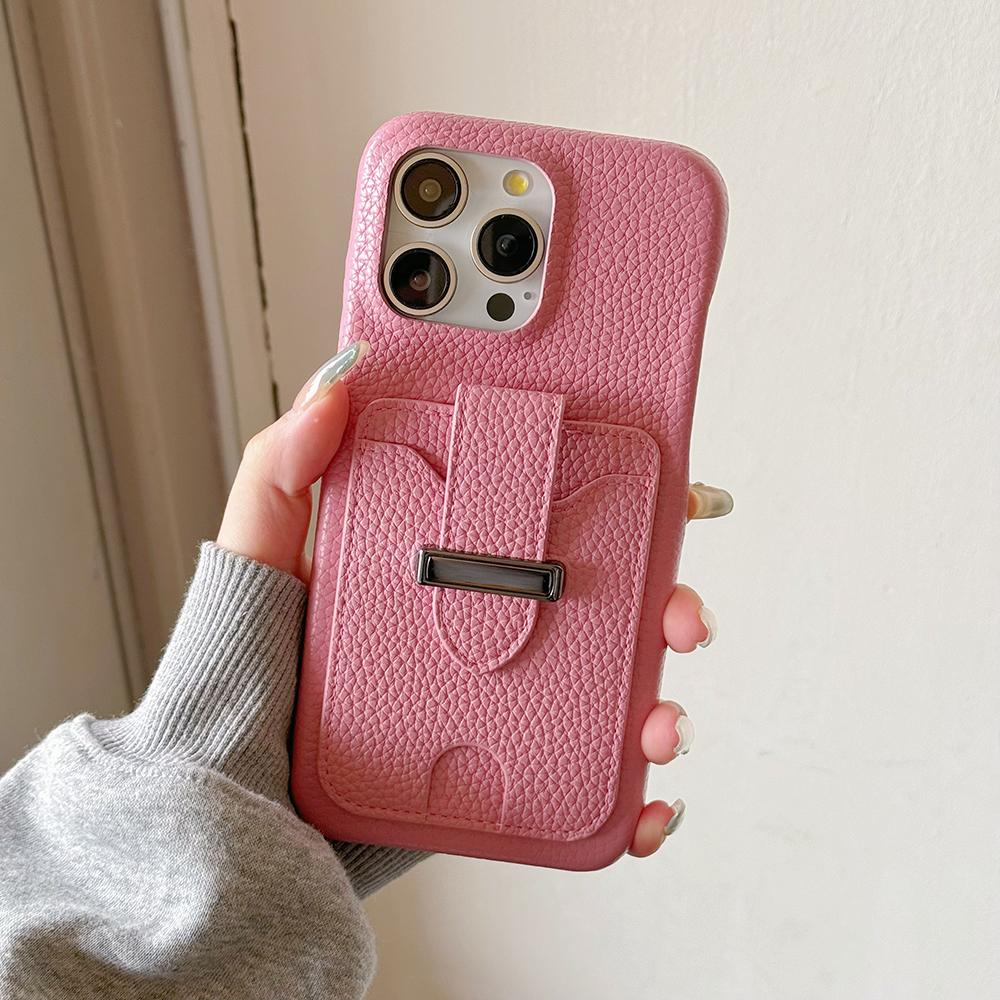 For iPhone 16 Pro Max Case with Card Slots Litchi Texture Leather+PET Phone Cover