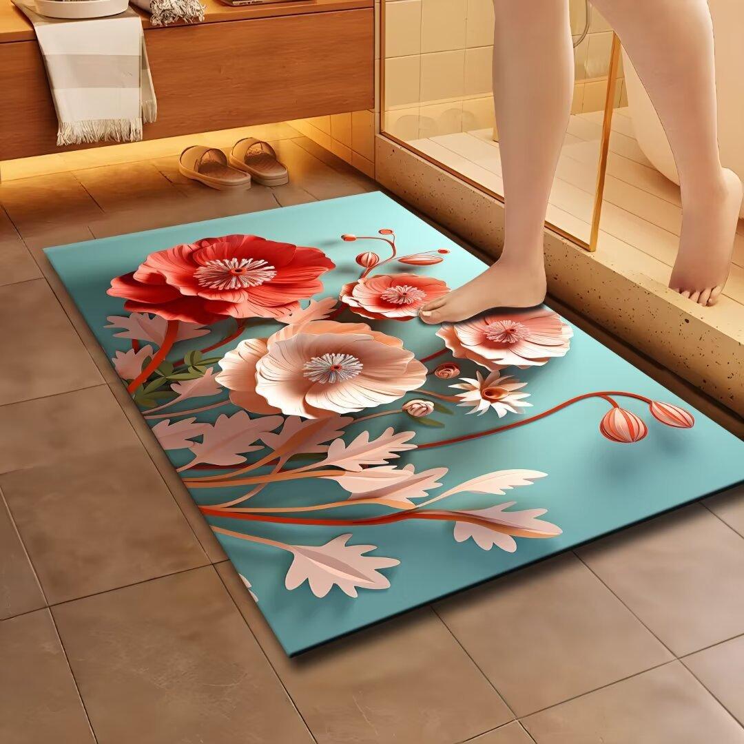

3D Цветочный коврик для сушки посуды Кухонный коврик для кафе Коврики для приготовления Диатомовая грязь Впитывающая подкладка для слива Посуда Чашка Бутылка Сушка Абсорбирующий Декор стола 40cm x 60cm