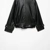 Womens Faux Leather Biker Jacket Ins Style Slim Fit Long Sleeve Black XS-L 2026 Fall