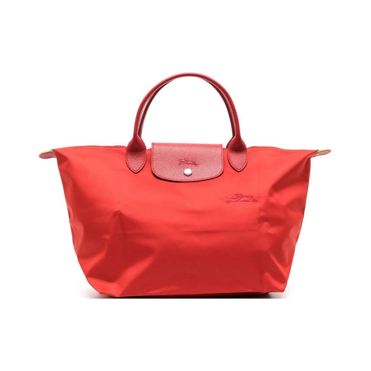 

Longchamp Le Pliage Snap Button Zipper Closure Recycled Canvas Tote Bag Medium Women Tote Bags Tomato-Red 1623919P83 Tomato