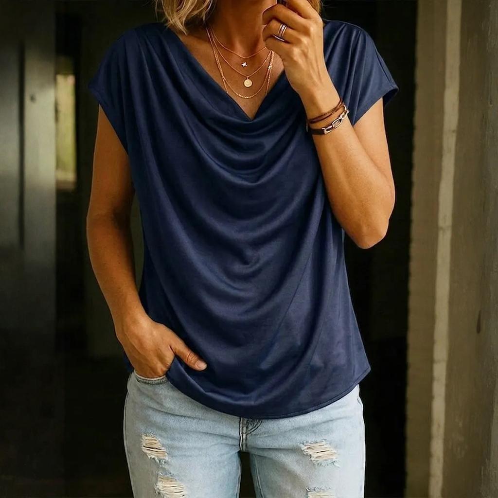 Lässiges und modisches Damen-T-Shirt mit V-Ausschnitt und kurzen Ärmeln