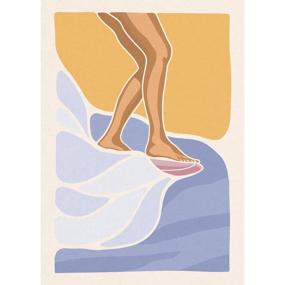 Minimalistische Surf-Mädchen Poster Meeresblick Strandhaus Drucke Leinwandbild Wandkunst Bilder Haus Sportliches Teenie-Mädchenzimmer Dekoration