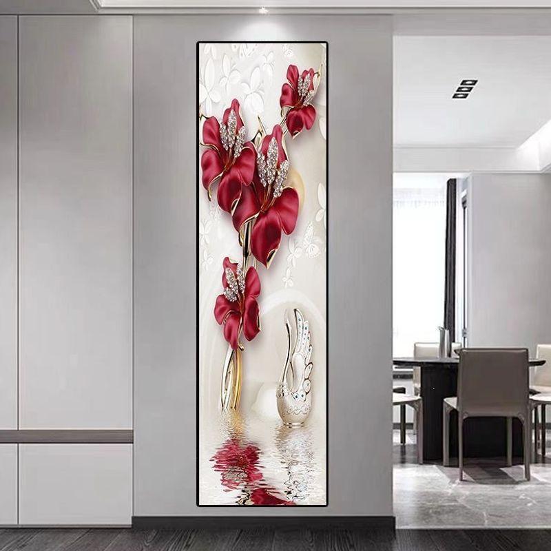 Slim Vertical Self-Adhesive Mural: Elegant Decorative Sticker for Entrance Hall or Corridor