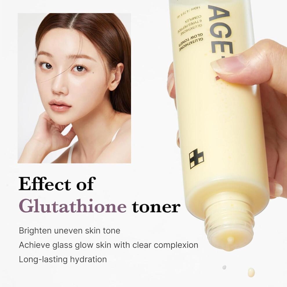 Medicube Age-R Glutathione Glow Toner - Milky 2-Phase Toner with Peptides & Glutathione for Glass Skin Effect - Radiant, Hydrated Complexion - 140 Ml